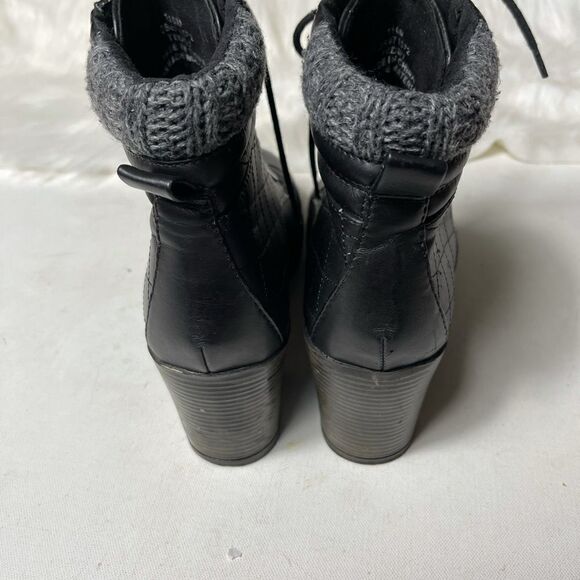 Mia teddy black knitted collar lace up combat boots round toe size 11 - Picture 3 of 9